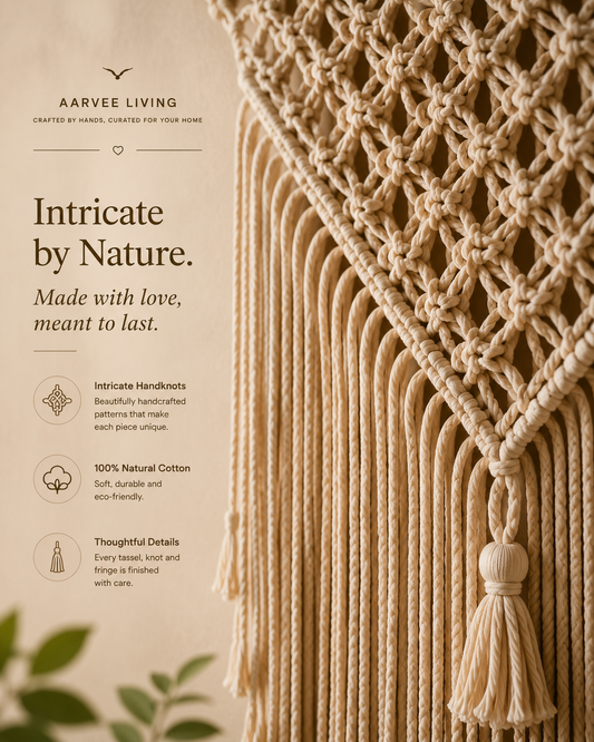 Handcrafted Macramé Wall Hanging | Premium Cotton Boho Home Decor | Aarvee Living
