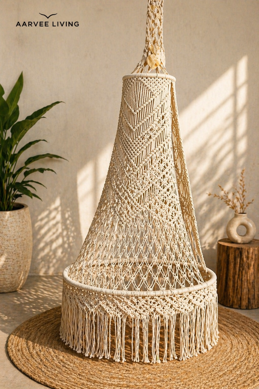 Macrame Hanging Hammock Chair – Handmade Boho Swing Chair for Indoor Relaxation