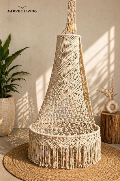 Macrame Hanging Hammock Chair – Handmade Boho Swing Chair for Indoor Relaxation
