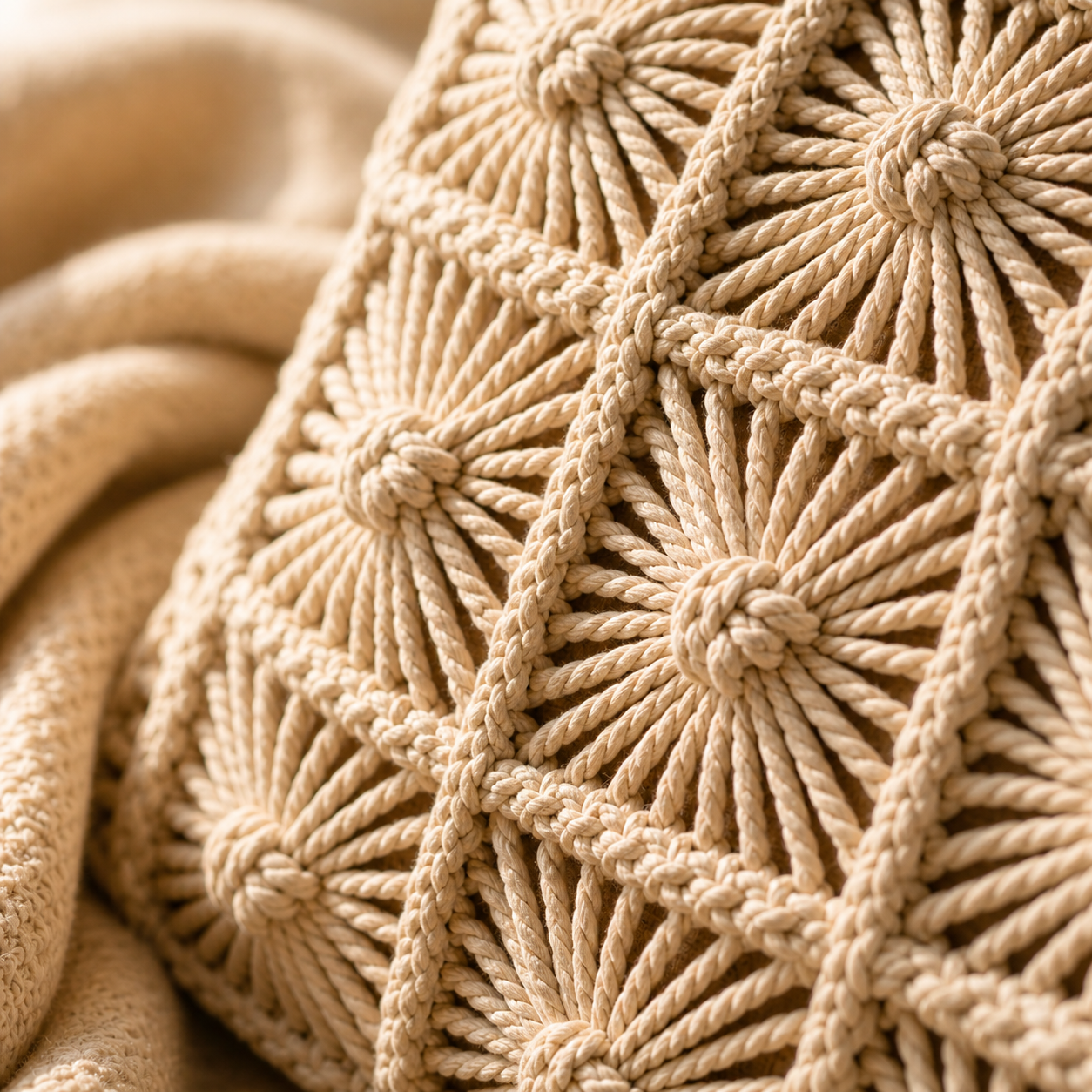 Handcrafted Macramé Cushion Covers (Set of 2) – Premium Cotton | Boho Luxe Home Décor | Aarvee Living