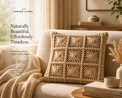 Handcrafted Macramé Cushion Covers (Set of 2) – Premium Cotton | Boho Luxe Home Décor | Aarvee Living