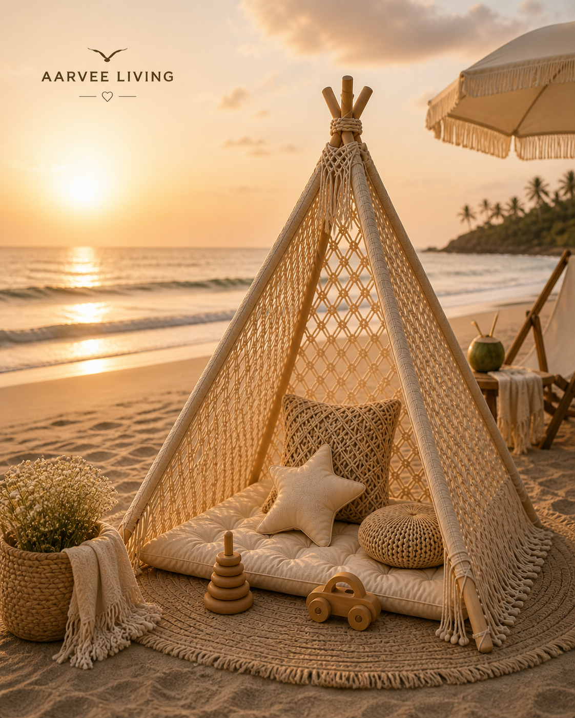 Handcrafted Macramé Teepee – Cozy Corner for Play, Relax & Decor
