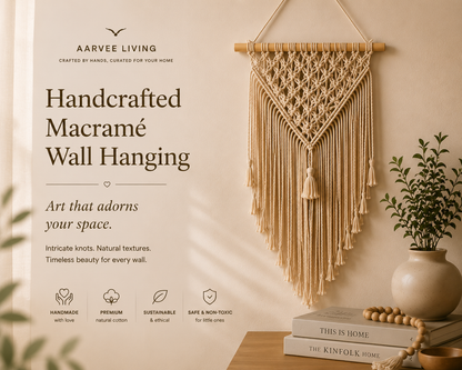 Handcrafted Macramé Wall Hanging | Premium Cotton Boho Home Decor | Aarvee Living