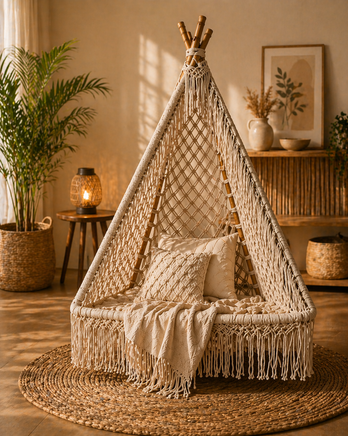 Handmade Macrame Swing Chair | Boho Hanging Seat for Indoor & Balcony | Aarvee Living